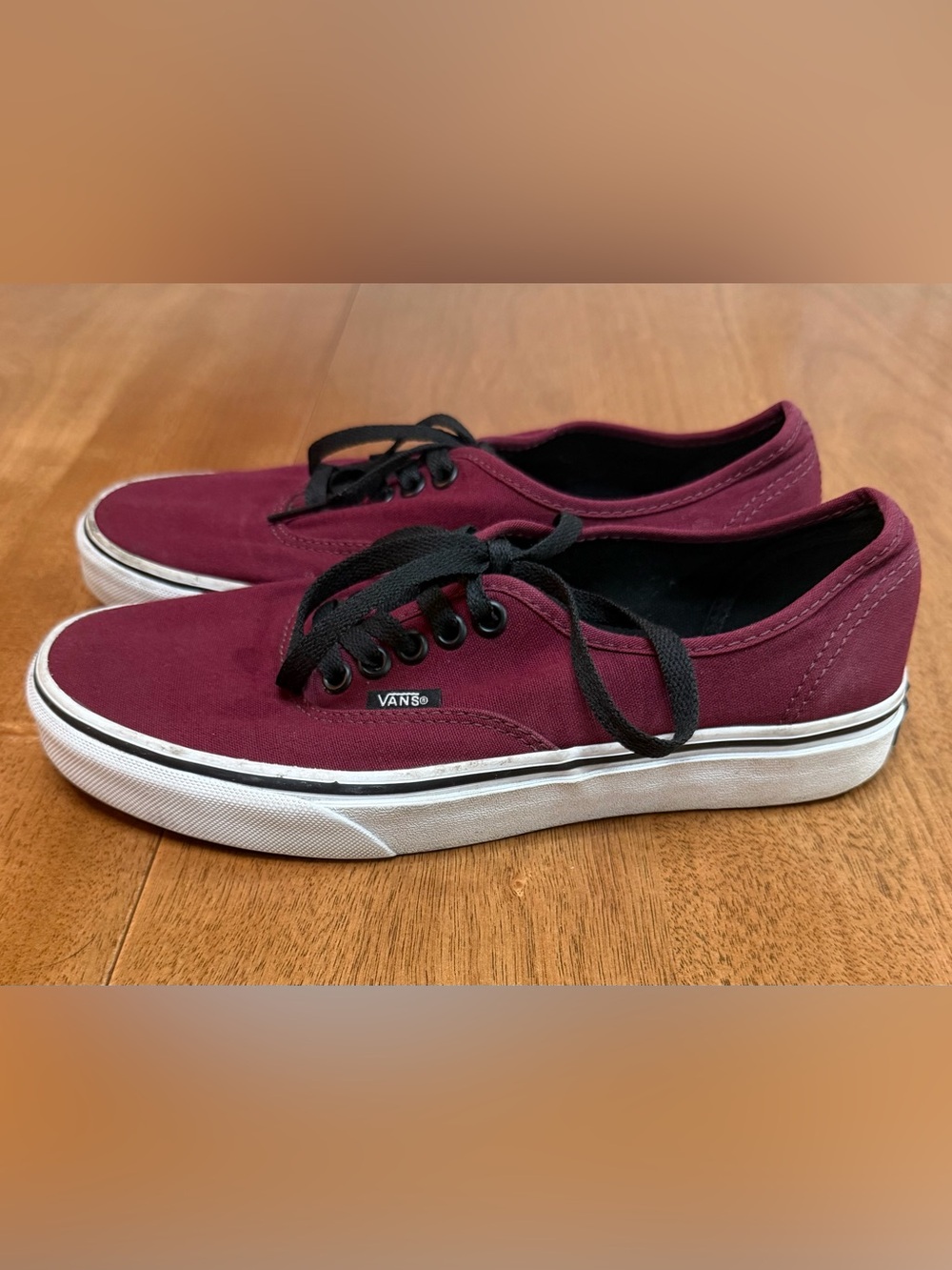Van’s - Low Top Canvas Sneakers| Burgundy+Black | Size Men’s 6.5  / Women’s 8.0